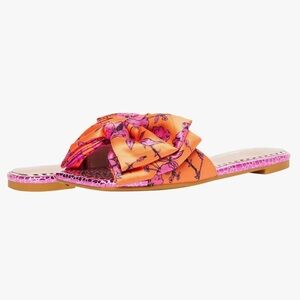 Floral Orange and Pink Women's Slide Sandals